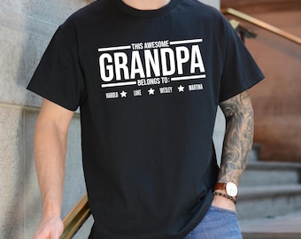 Personalized Grandpa Shirt With Grandkids Names, Father's Day Gift