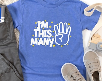 Four Year Old Birthday Shirt: 'I'm This Many' 4th Party Tee