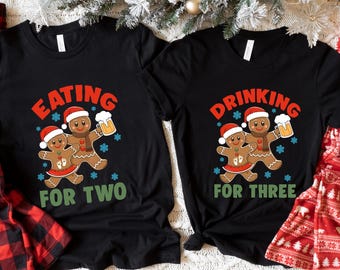 Christmas Couple Shirt: Gingerbread Pregnancy Announcement Matching Pajamas