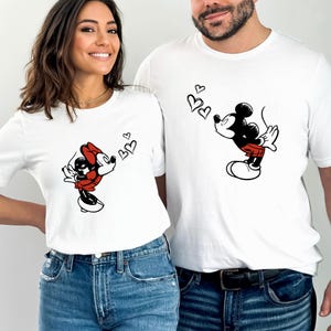 Mickey and Minnie Mouse Kiss Shirts, Mickey Sketch Hoodie, Minnie Sketch Shirt, Disney Lover Shirt, Vintage Disney Couple Matching T-shirt