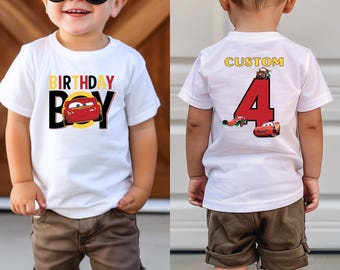 Custom Cars Birthday Boy T-Shirt, Personalized shirt, Mcqueen Birthday Shirt, Birthday Shirt, McQueen Birthday Theme Party