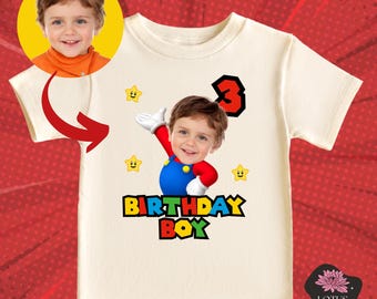 Custom Face Super Mario Birthday Shirt: Personalized Party Tee