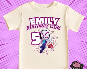 Camiseta de cumpleaños personalizada de Spider-Gwen: superhéroe araña fantasma