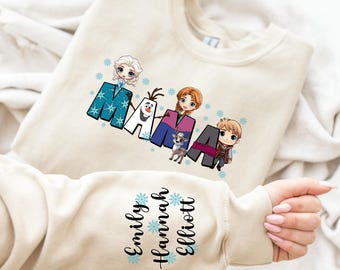 Custom Mama Sweatshirt, Kids Name On Sleeve Hoodie, Princess Mama Sweater