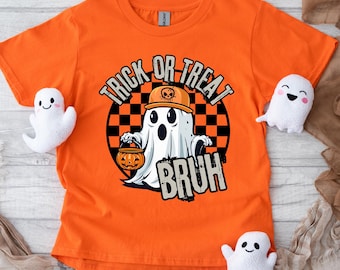 Funny Halloween Ghost T-Shirt: Trick or Treat Bruh Graphic Tee