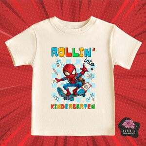 Rolling Into Kindergarten Spiderman Shirt, Hero Back To School Shirt, Kindergarten Shirt, School Toddler Shirt