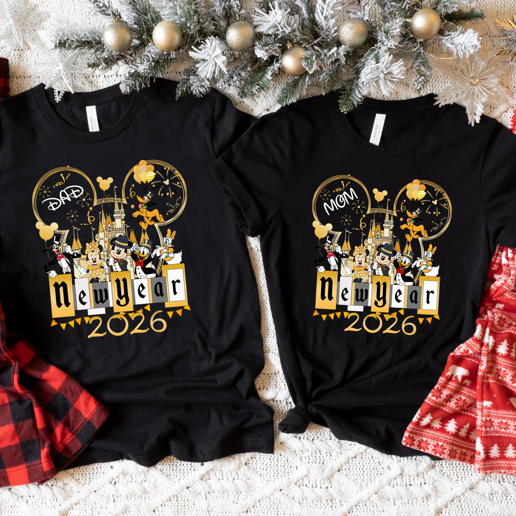 Discover Happy New Year 2026 Disney Mickey and Friends Castle Shirt, Disneyland Vacation Shirt