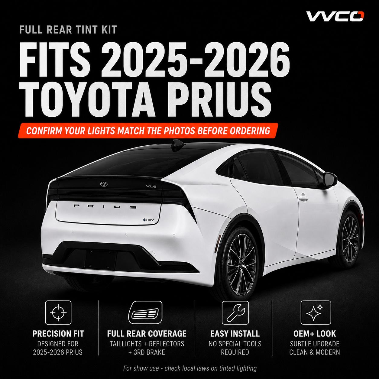 2025-2026 Toyota Prius Full Rear Light Tint Kit | Smoked Vinyl