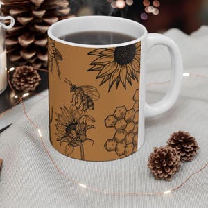 Queen Bee Keramikbecher, Biene glücklich Becher, Natur-Liebhaber-Geschenk, Bienen-Liebhaber-Geschenk, Biene-Geburtstags-Geschenk, Bienenbecher, Honigbienenbecher, Kaffeebecher, Teebecher