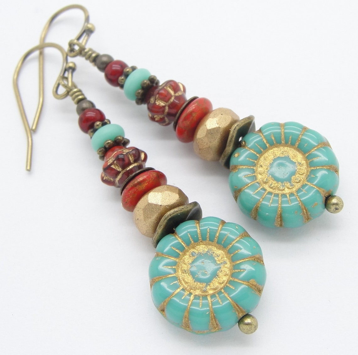 Boho Earrings With Opal And Red Zirconia main image 1