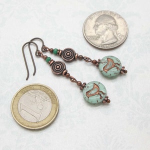 Bird or Chick Earrings in Copper in Boho Style with Niobium Earwires by Cloud Cap Jewelry image 6