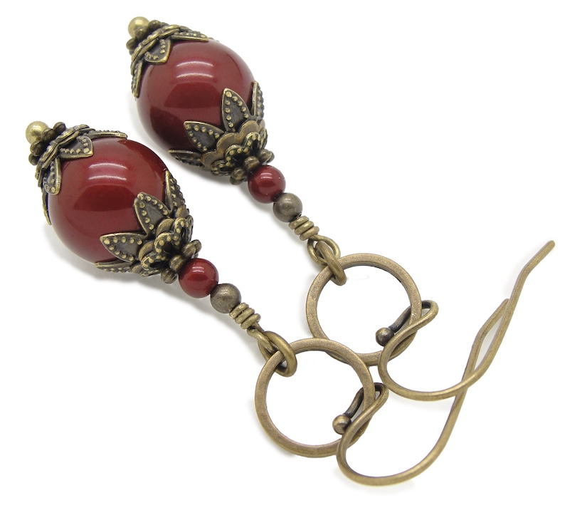 Earrings Handmade in the Victorian Jewelry Style With Wine Red Etsy