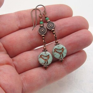 Bird or Chick Earrings in Copper in Boho Style with Niobium Earwires by Cloud Cap Jewelry image 5