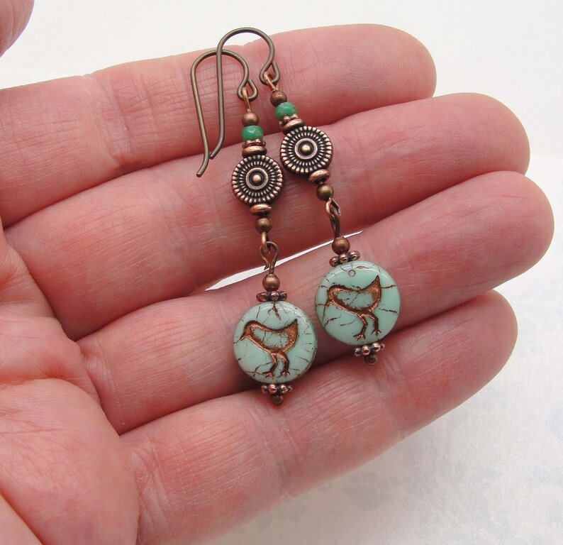 Bird or Chick Earrings in Copper in Boho Style with Niobium Earwires by Cloud Cap Jewelry image 5