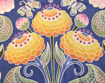 Free Spirit Fabric in Garden Divas Zinnias Pattern 1-7/8 yards by Westminister Fibers Out of Print Found in the Wild New Old Stock