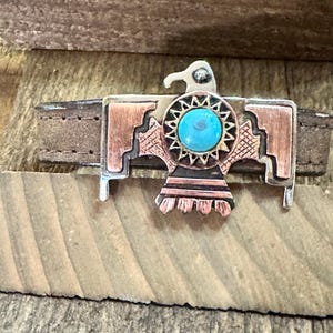 Pulseira de couro Thunderbird Kingman Turquesa Cobre 8,3 polegadas