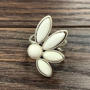 Boho White Turquoise Adjustable Statement Cuff Ring for Stylish Comfort