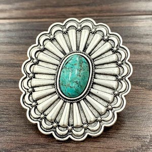Concho Turquoise Adjustable Statement Cuff Ring for Stylish Look, Boho Native Ring