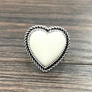 Boho Southwestern Heart White Turquoise Adjustable Statement Cuff Ring for All Sizes