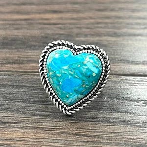 Boho Heart Gemstone Adjustable Statement Cuff Ring for Elegant Style