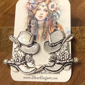 Westerncowboyhoed en laarzen met sporen oorbellen set voor de lol Cowgirl