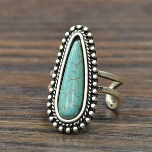 Turquoise Adjustable Statement Cuff Ring for Stylish Comfort