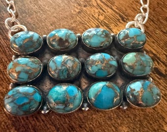 Kingman blauw turkoois 925 sterlingzilveren ketting handgemaakte edelsteen