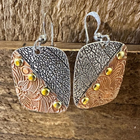 Handmade Bohemian Chic Copper Dangle Earring, Retro Ethnic Style