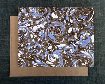 Marbled Greeting Card | Handmade Note Card | Abstract Art Design | Simple Elegant Stationery Box Set | All Occasion | Blank Inside | Ebru
