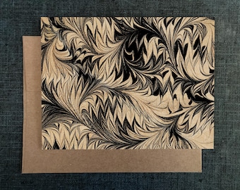 Marbled Greeting Card | Handmade Note Card | Abstract Art Design | Simple Elegant Stationery | Box Set | All Occasion | Blank Inside | Ebru