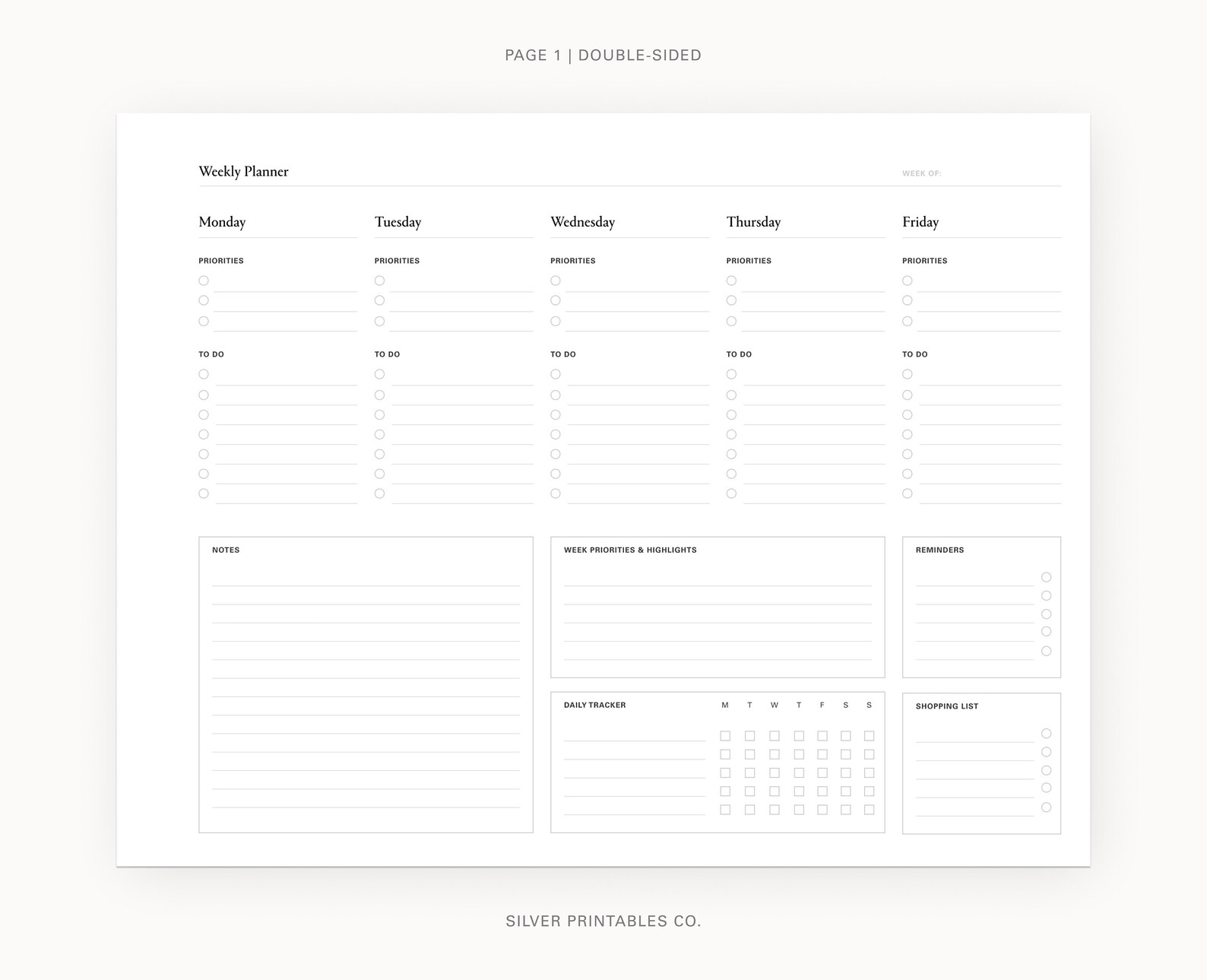 Weekly Overview Planner US Letter Printable PDF Goodnotes Work From ...