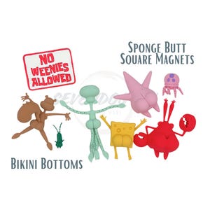 Sponge Butt Square Magnets: Bikini Bottoms