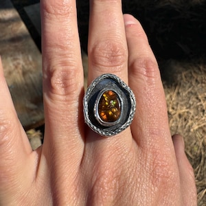 Haven Ring - featuring Fire Agate - size 7