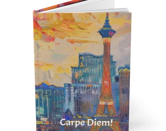 Cuaderno de tapa dura con el horizonte del amanecer en Las Vegas / Mañana en el Strip de Las Vegas