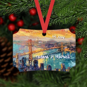 Golden Gate Bridge Ornament Set of 3 – Personalized San Francisco Christmas Décor, California Holiday Keepsake Gift