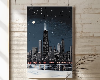 Chicago Cityscape Print – Minimalist Skyline Wall Art