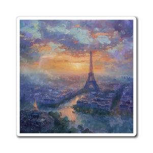 Designer Magnet featuring Mystical Paris Skyline and Eiffel Tower (from the Art-Inspired Global Cities Collection)