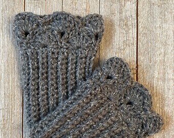 Shabby Dark Gray Boot Cuffs for Ankle Boots
