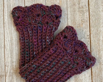 Purple Tweed Boot Cuffs for Ankle Boots