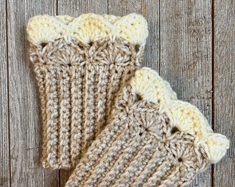 Ivory Stripe Boot Cuffs C for Short Boots