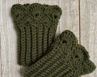 Dark Olive Green Boot Cuffs for Ankle Boots