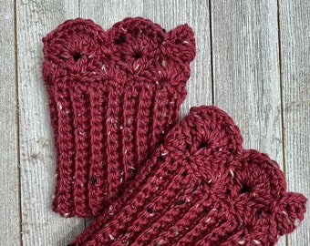 Burgundy Tweed Boot Cuffs for Ankle Boots