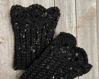 Black Tweed Boot Cuffs for Ankle Boots