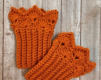 Pumpkin Spice Boot Cuffs with Prairie Points Edging