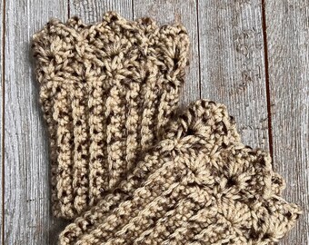 Oatmeal Boot Cuffs for Short Boots with Prairie Points Edging