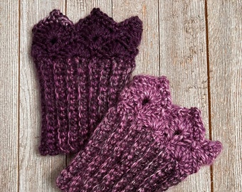 Grape Gradient Boot Cuffs for Short Boots with Prairie Points Edging