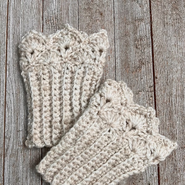 Nubby Natural Boot Cuffs for Short Boots with Prairie Points Edging
