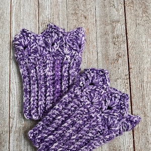Violet Stripe Boot Cuffs B for Short Boots with Prairie Points Edging