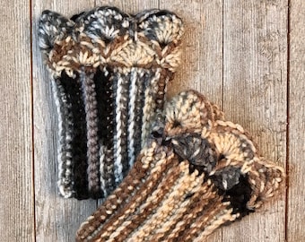 Earth Tone Stripes Boot Cuffs for Ankle Boots