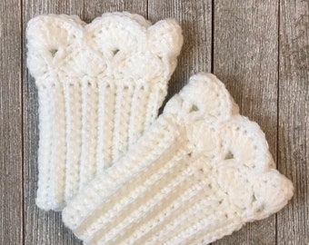 White Boot Cuffs for Ankle Boots